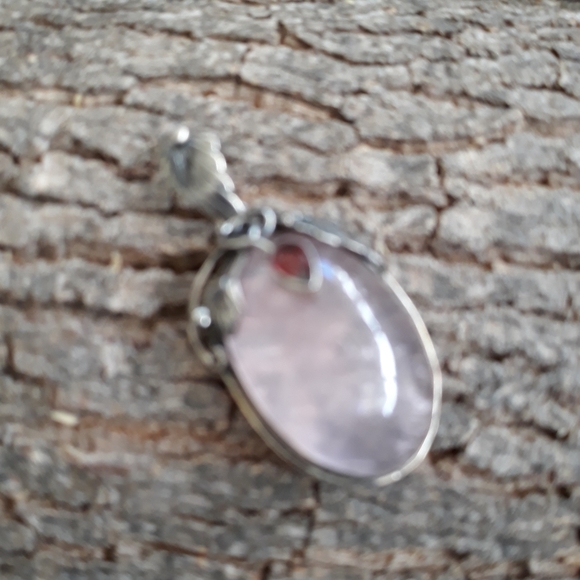 Natural Pink Quartz Sterling Silver Pendant - Picture 6 of 11